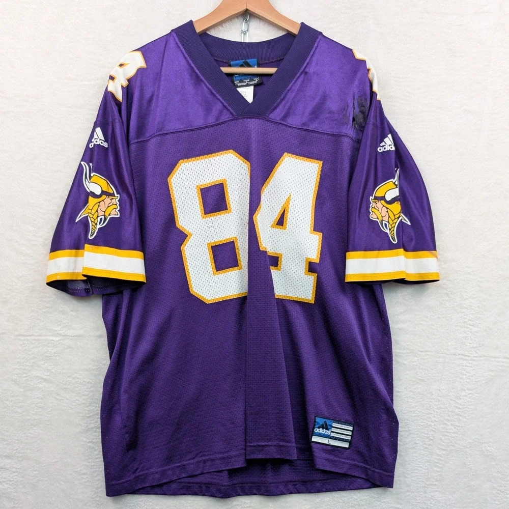 VTG Adidas Randy Moss Jersey Men's L Purple Nylon Minnesota Vikings Football 90s